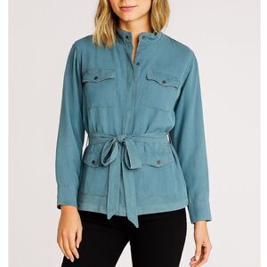 NWOT Chaser Teal Acid Wash Utility Shirt Shacket Women's Small